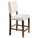 Sanctuary Padded Fabric Chairs Set of 2pc Dining High Chairs Nailhead Trims Solid wood Brown Cherry