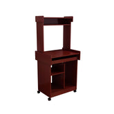 Polyxena Cart Coffee Station Computer Cart on locking castors hutch gliding shelf Mahogany color