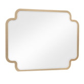 Cassandra Modern Bedroom Mirror in Beige with Sculpted Frame and Gold Accents (Dresser not included)