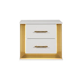 Epimetheus Contemporary Style 2-Drawer Nightstand Made with Wood & Gold Finish