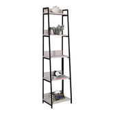 Natural and Black 5-tier Ladder Bookshelf