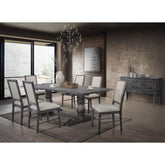 Poem Weathered Gray Finish 7PCs Dining Room Set