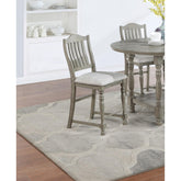 Classic Light Grey Plush Upholstered Cushion Chairs Set of 2pc High Dining Chair Open Slats Back Design