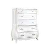 Sun Modern Style 5-Drawer Chest Made with Wood in Pearl White