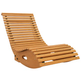Outdoor Rocking Chair w/ Slatted Seat, Wooden Rocking Chair, 51.25" x 23.5" x 23.5", Light Brown