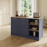 Archive Kitchen Island with Spacious Dining Countertop, Three Open Storage Shelves, Dual Cabinet Doors with Interior Shelves and Functional Floorstanding