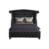 Story Crystal Tufted King Bed Made with wood in Black
