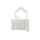 Record Mirror Framed Dresser made with Wood in White(Includes Dresser only-Mirror not included)