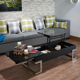 Orestes Black High Gloss & Chrome Finish Coffee Table w/ Lift Top