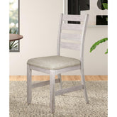 Eternity Dining Room Side Chairs 2pc Set Grayish White Finish Upholstered Seat Transitional Design Furniture
