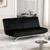 Clytemnestra Sofa Bed Contemporary Style Chrome Finish Metal Base Legs Converted Into Legs With Hidden supported Legs Black Finish