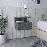 Cosmos Floating Nightstand with Drawer and Open Storage Shelves