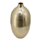 Pandora 19 Inch Modern Vase, Metal, Tall Curved Bottleneck Shape, Gold Finish
