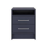 Hephaestus Nightstand Minimalist Modern Style, Superior Top Shelf, One Open Storage Shelf And Two Drawers, Light Oak, Blue