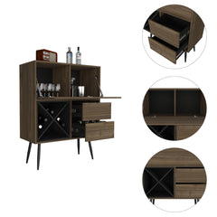 Wenge 4-Bottle 2-Drawer Bar Cabinet Mahogany and