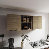 Archive 150 Wall Cabinet With Glass, Four Interior Shelves, Two Double Door Natural Oak