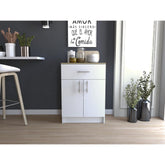 Andromache Multistorage Pantry Cabinet, One Drawer, Two Interior Shelves -White / Light Oak