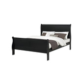 Nirvana Phillipe Black Finish Queen Size Panel Sleigh Bed Solid Wood Wooden Bedroom Furniture