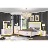 URANUS Contemporary Style 5PC King Bedroom Set Made with Wood & Gold Finish