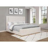 Apex Cream Upholstered Eastern King Sleigh Bed