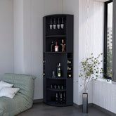 Wenge 5 Large Shelves Corner Bar Cabinet