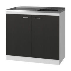 Dark Walnut Rectangle 2-Door Utility Sink and Cabinet