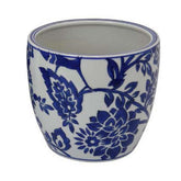 Garden Planter Set of 3, Ceramic Japanese White Blue Floral Pattern