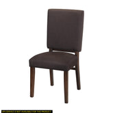 Shangri-La Brown Color Fabric Upholstered Side Chairs 2pc Set Walnut Finish Wooden Frame Dining Furniture