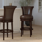 Story Wood Bar-Height Swivel Barstool with High-Back, 1PC