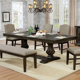 Dining Room 1pc Dining Table Dual Pedestal Trestle Base Espresso Molded Details Transitional Style