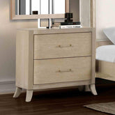 Transitional Style 1pc Nightstand Curved Edges USB Port French And English Dovetail Drawers Acrylic Handles Natural Oak Finish Bedroom Furniture