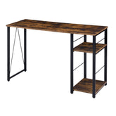 Pluto Oak and Black 2-Shelf Rectangular Writing Desk