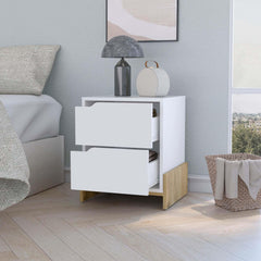 Symphony 2-Drawer Nightstand in White and Macadamia
