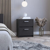 Nightstand Chequered, Two Drawers, Black Wengue Finish