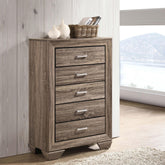 Aeneas Washed Taupe 5-drawer Bedroom Chest