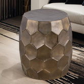 ELYSIUM Modern Contemporary Aluminum material 21" Height End Table, Side Table with Glossy Diamond-Patterned Base Gold
