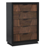 Neptune Traditional Style 5-Drawer Chest Made with Wood in Walnut