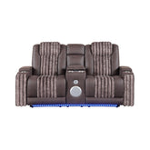 Epic Brown Power Reclining loveseat with Power Headrest, LED and Bluetooth Speaker