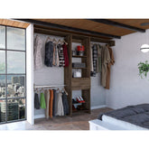 Oasis 250 Closet System, Five Open Shelves, One Drawer, Three Metal Rods -Dark Walnut