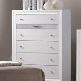Contemporary Style 1pc Chest Hidden Jewelry Drawer English Dovetail Drawers Silver Knobs White Finish Bedroom Furniture