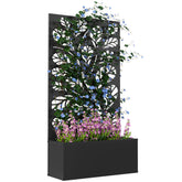 Metal Garden Bed with Trellis for Climbing Plants, Freestanding or Wall Mounted Flower Bed for Garden, Patio, Balcony