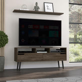 Vista Tv Stand for TV´s up 51", Two Drawers, Four Legs, Three Open Shelves -Dark Walnut