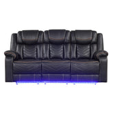 Cassandra Modern Contemporary LED Power Recliner Sofa including cup holders made with wood and metal frame in Black