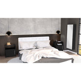 3 Piece Bedroom Set, Baltimore Shoe Rack + 2 Omaha Nightstands, Black