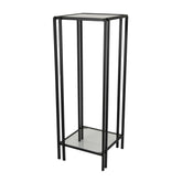 Fable Plant Stand Table, Black Metal, Square Mirrored Top, 34 Inch