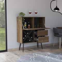 Wenge 4-Bottle 2-Drawer Bar Cabinet Mahogany and