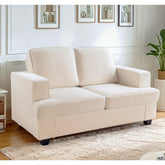 Modern Velvet Loveseat, Comfortable 2 Seater Couch with Deep Seating and High-Density Foam, Loose Back Cushions, Wide Arms, Living Room Furniture for Home, Apartment, Office, Ivory