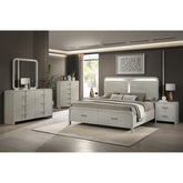 Lyric Contemporary Queen 5PC Bedroom Set Modern Storage Bed with Ball Bearing Glide Drawers in Beige