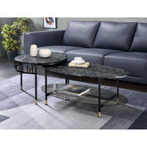 Waltz Engineered Stone Top & Black Finish Nesting Table
