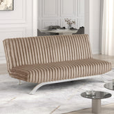 Clytemnestra Sofa Contemporary Style Convert Into Bed With Extra Support Metal Leg Chrome Finish Metal Base Legs Taupe Finish